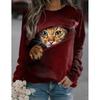 Autumn 3D Cat Printed Sweatshirts Fashionable Casual Sports Long Sleeved Women's Sweatshirts