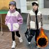 Children's Plus Velvet Thick Warm Jacket Autumn and Winter Girls Big Children's Fashion  Treasure Korean Fashion