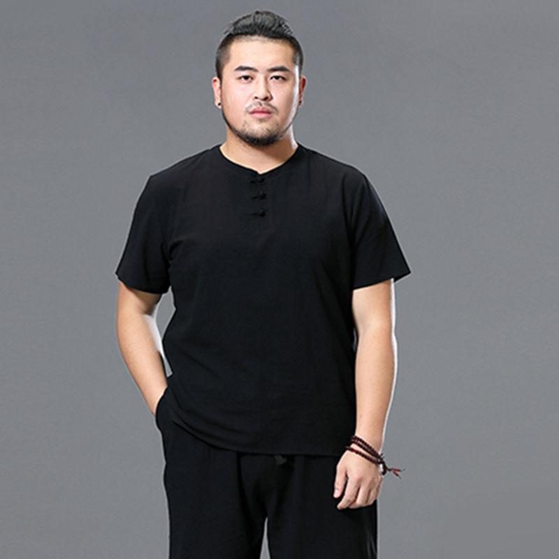 Летняя мужская футболка из искусственного хлопка и льна в китайском стиле, свободная мужская футболка с короткими рукавами большого размера, свободная мужская футболка в стиле ретро с имитацией льна
