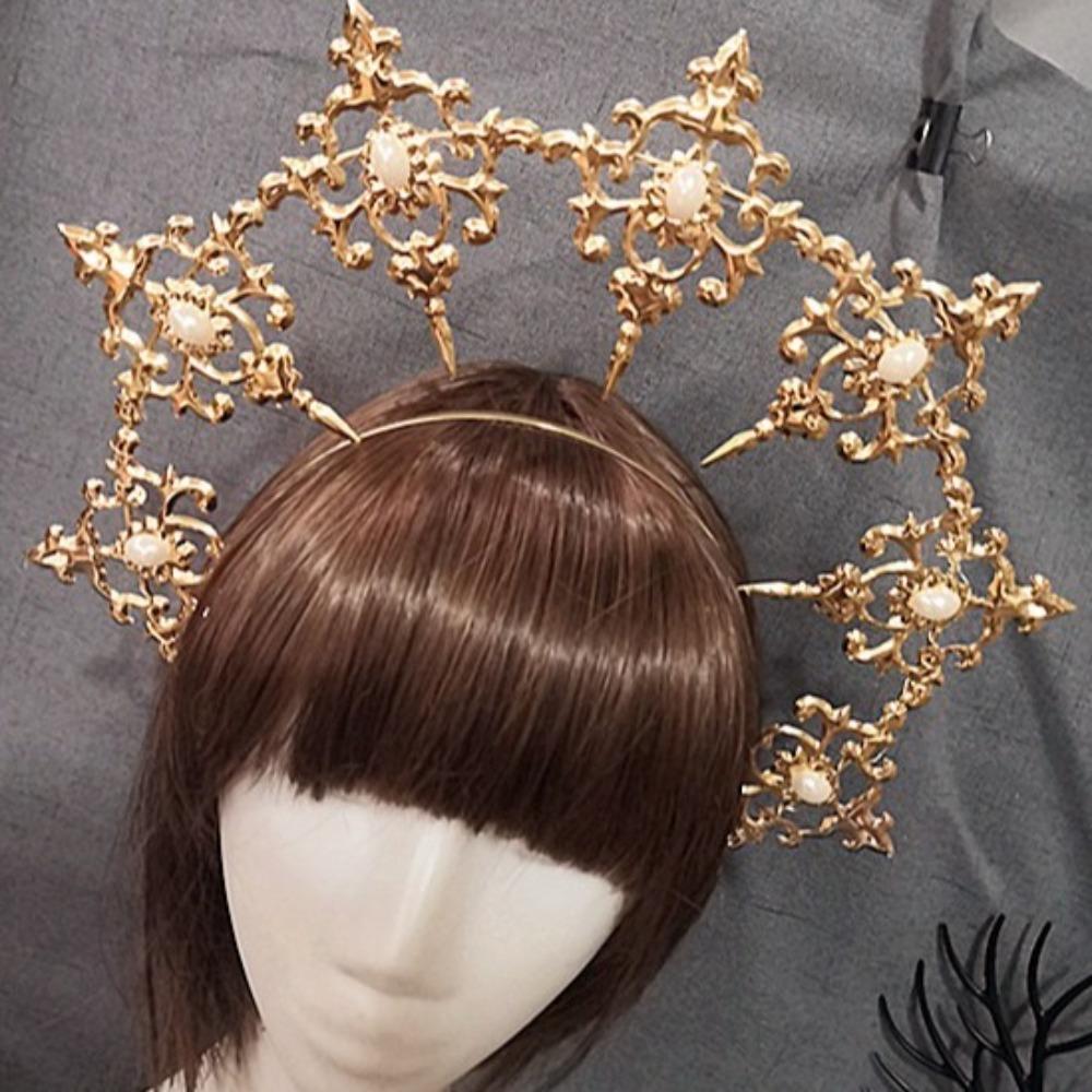 Luxury Goddess Glory Headwear Elegant Princess Tiara Trendy Baroque Hair Hoop Cosplay