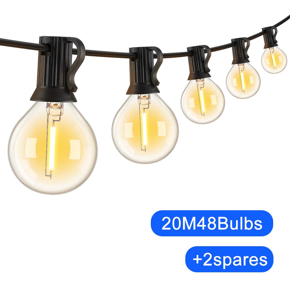 G40 светодиодные уличные гирлянды шаровые светильники 7,6 м/20 м небьющиеся патио светильники для наружного заднего двора крыльца садовый декор