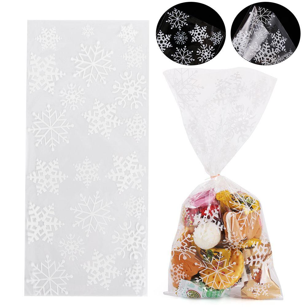 Snowflake Party Supplies Christmas Candy Bags Baking Packaging Cellophane Cookies Storage