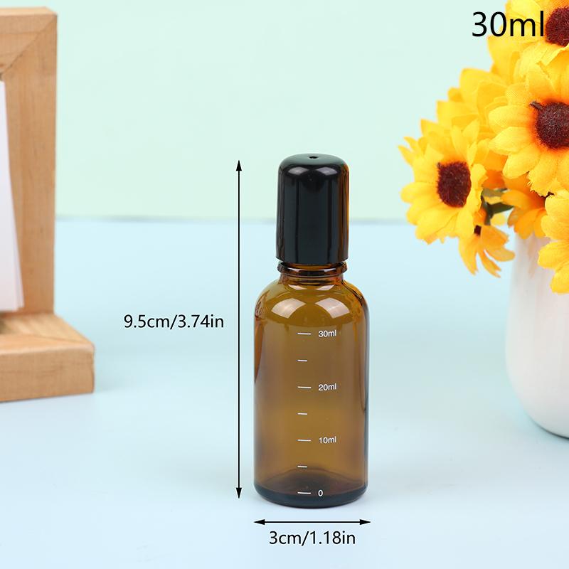 1 шт. Янтарный шариковый флакон для эфирных масел, пустой флакон для духов, многоразовый контейнер для жидкости, 5/10/15/30/50/100 мл