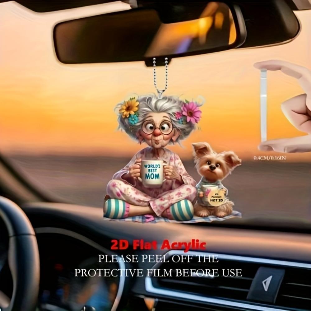 6PCS Acrylic Granny Pendants,Christmas Tree and Pendant Home Window Decor Holiday Souvenirs, Christmas Tree Pendants Perfect for Car Mirror Pendants