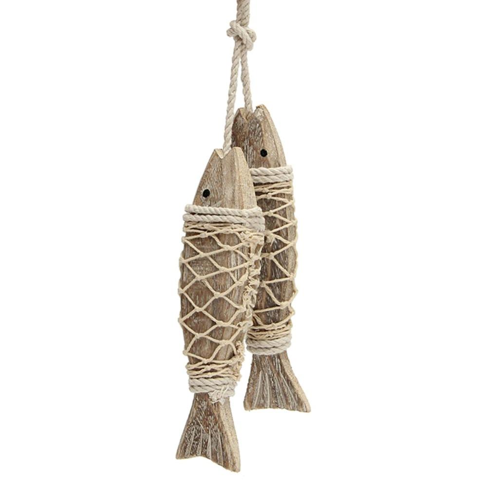 Mediterranean Fish Ornament Hanging Wall Hanging Decor Vintage Wooden Pendant Home