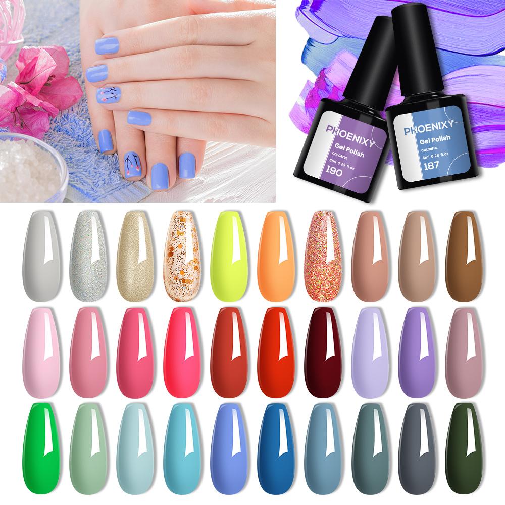 PHOENIXY, 8 мл, однотонный гель-лак для ногтей, замачиваемый цветной гель телесного цвета, розовый, фиолетовый, долговечный лак для ногтей, УФ-светодиодный лак для дизайна ногтей