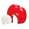 Home Décor Lucky Charm Elephant Mother and Kid Set | Piano Finish Ceramic Figures - (Set of 2 Piece, Red & White)