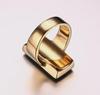 Japanese & Korean Fashion Square Glass Gold Ring In Stainless Steel, Ladies' Design RC-226