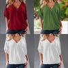 Relaxed Fit Polyester Long Sleeve Vneck Shirt For Women With Spliced Pattern Perfect For Spring