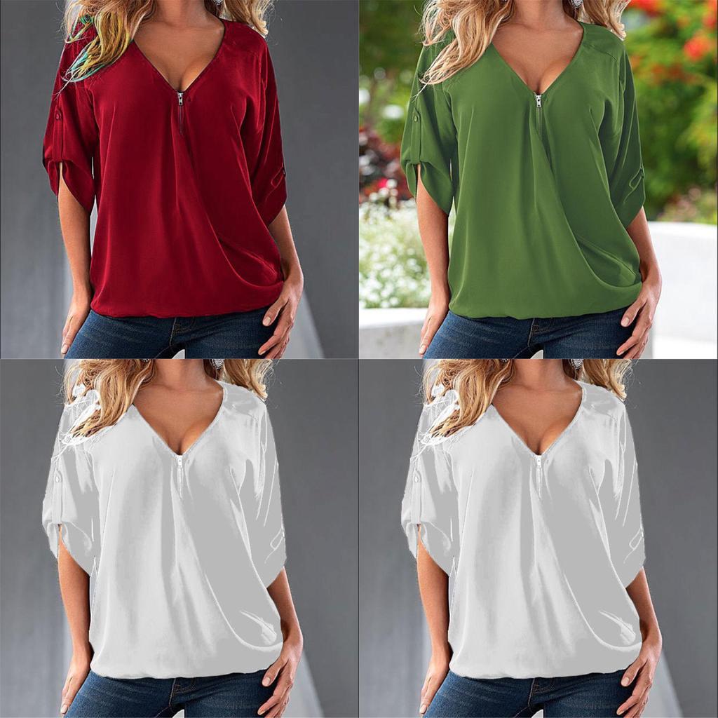 Relaxed Fit Polyester Long Sleeve Vneck Shirt For Women With Spliced Pattern Perfect For Spring