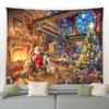 Home Decor Art Wall Hanging Dorm Bedroom Living Room Christmas Tapestry Santa Christmas Tree Ball Gift Fireplace Decoration
