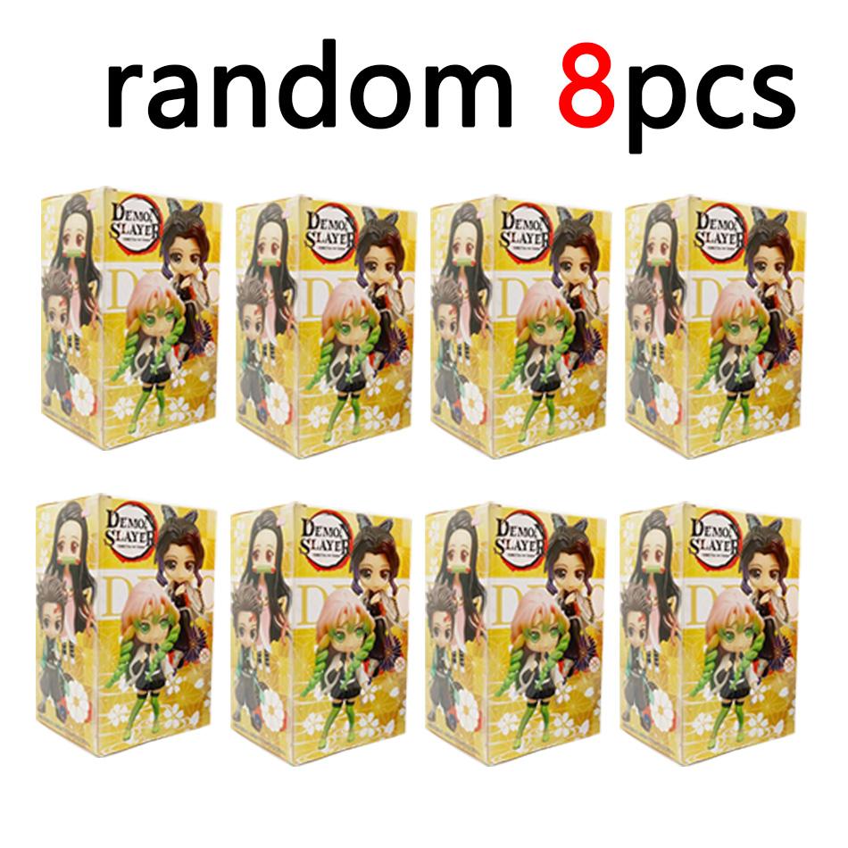 Demon Slayer 8Pcs/Set Q Version Figures Tanjiro Nezuko Rengoku Mitsuri PVC Collectible Model Toy Gift for Anime Fans