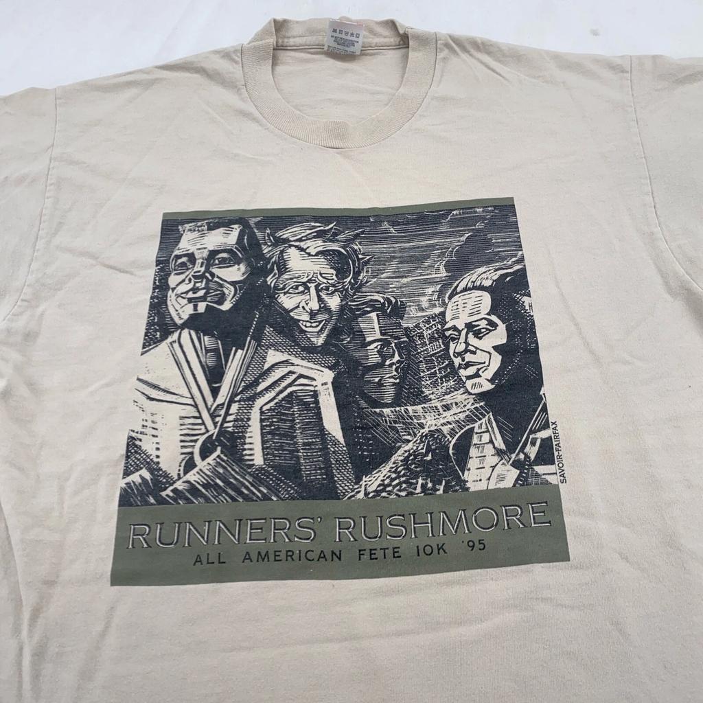 Винтаж 90-х RUNNERS' RUSHMORE ALL AMERICAN FETE 10K 95 Футболка M/L бег