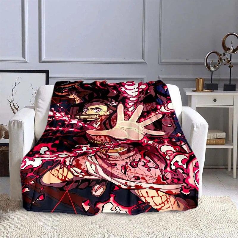 Одеяло с изображением убийцы демонов в стиле аниме, супер мягкое теплое одеяло, фланелевое одеяло, одеяло для пикника, одеяла для кроватей, одеяло для пикника