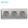 BSEED Single EU Socket Double Power Outlets Triple Electric Sockets Crystal Glass Wall Sockets White Black Gold Gray 16A