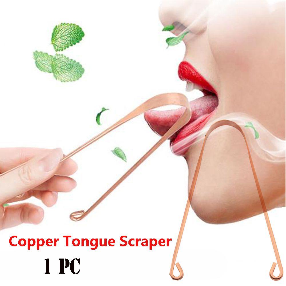 Bad Breath Care Copper Tongue Scraper  Cleaner Stainless Steel Oral Hygiene Dental Cleaning