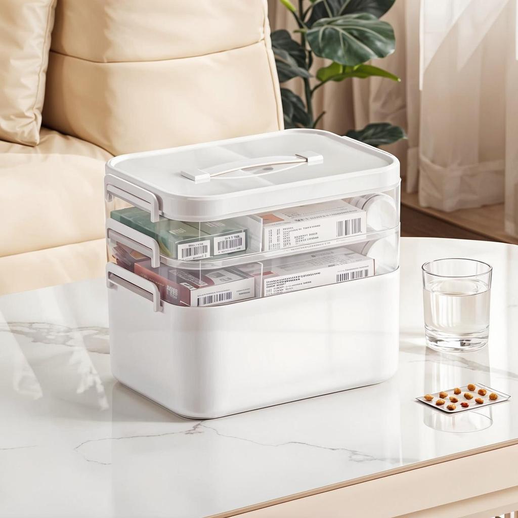 Household Multilayer Medicine Organizer: Large Capacity with Small Pill Box & Emergency Storage