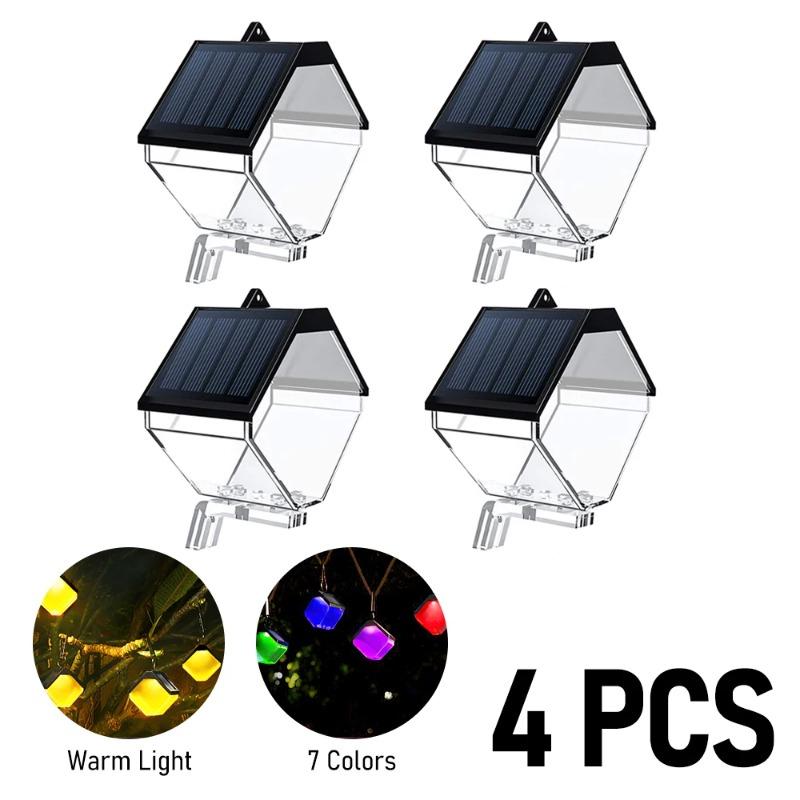 Solar Fence Lights Warm/RGB Color Changing Solar Wall Light Outdoor Waterproof LED Solar Decorative Lighting for Step Backyard