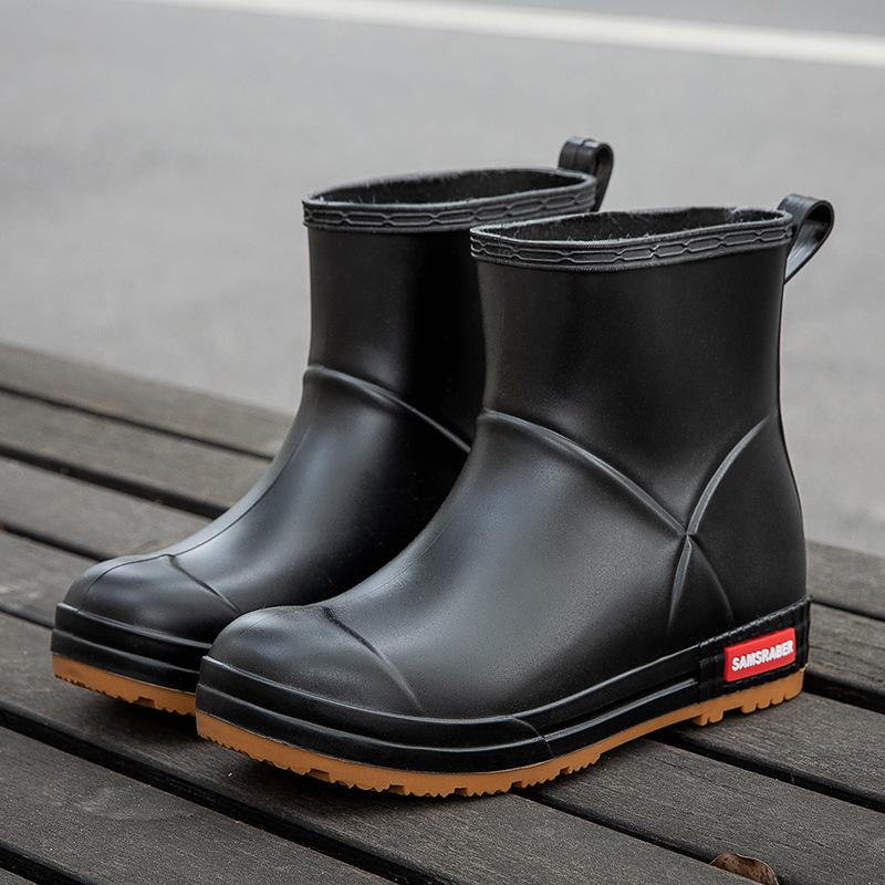 Женские новые водонепроницаемые короткие сапоги-трубы для взрослых, нескользящие, бархатные, теплые, резиновые сапоги