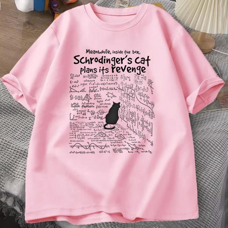 T Shirt For Unisex Funny Math Cat Printed T Shirts Top Harajuku Short Sleeve Tee Casual Unisexs Clothing Cat Design Male Tops Tees