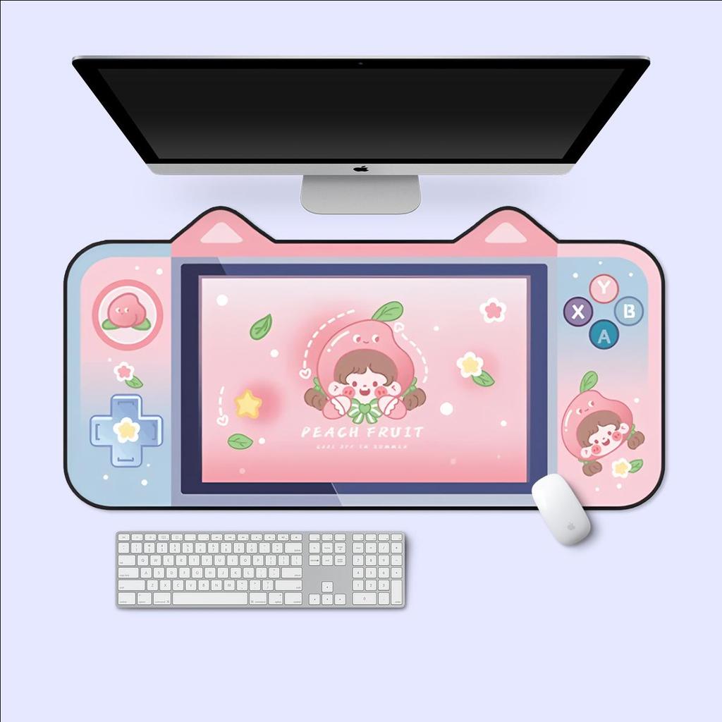 DATA FROG Большой коврик для мыши с милыми кошачьими ушками, компьютерная клавиатура, настольный коврик, большой геймерский коврик для мыши, розовый игровой коврик с героями мультфильмов для девочек, Kawaii, игровые аксессуары