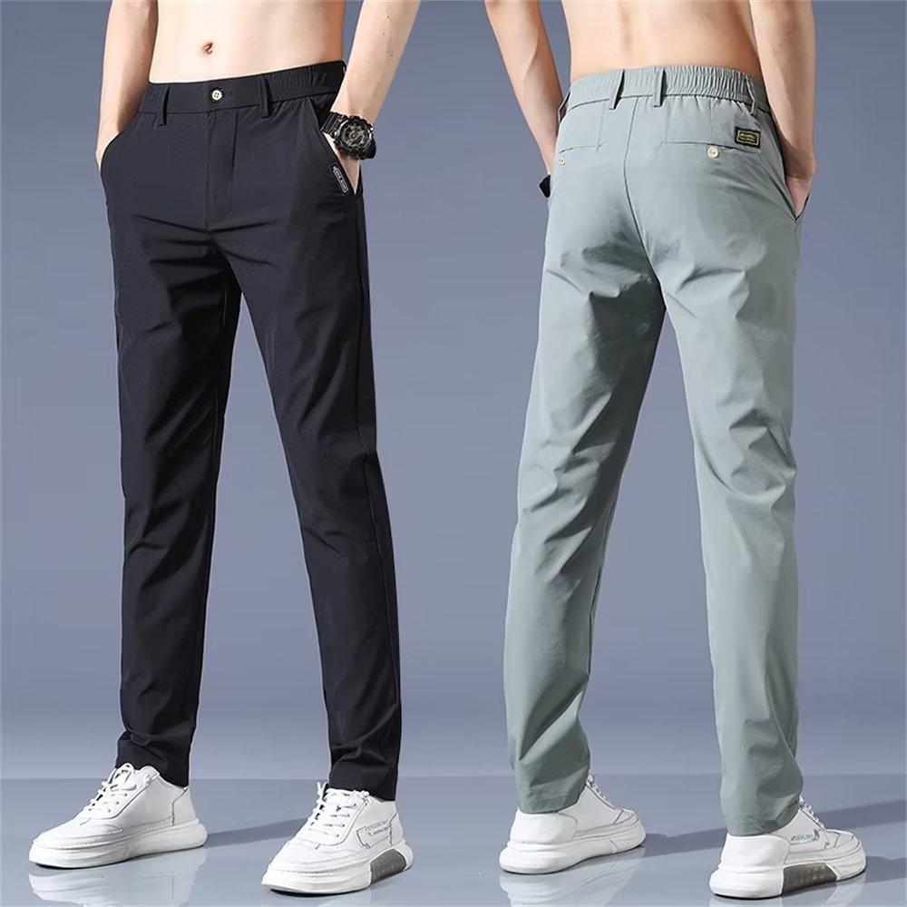 Мужские повседневные брюки Four Seasons, летние облегающие мужские брюки больших размеров, узкие брюки, модные прямые брюки