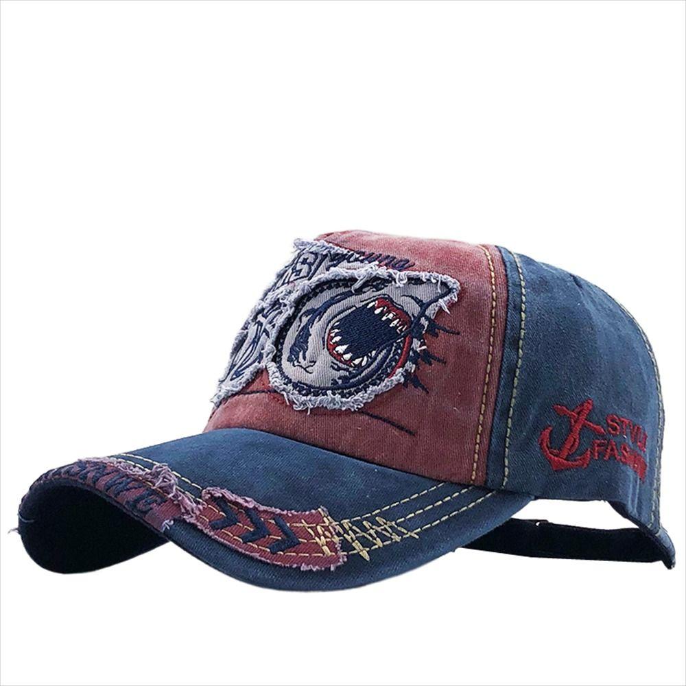 Embroidered Snapback Hat Adjustable Truck Cap Unisex Shark Baseball Cap Streetwear