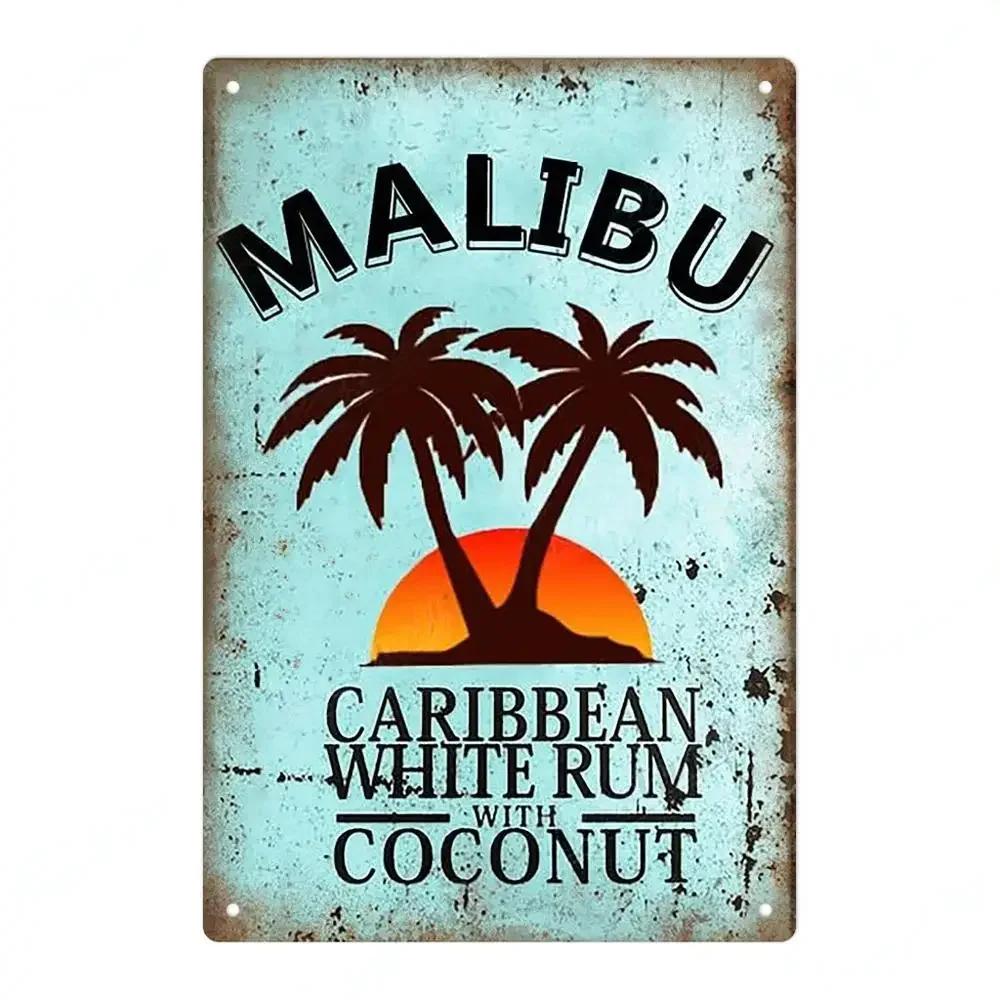 Ретро Пивной Бренд MALIBU Вино Металлический Постер Виски Табличка Винтажная Жестяная Вывеска Стена Для Паба Клуба Бара Мужской Пещеры Декоративные Тарелки Де