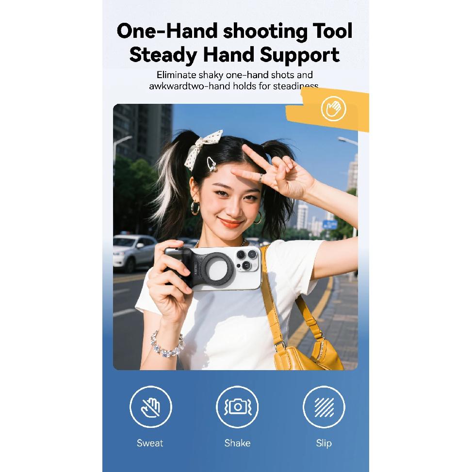 TELESIN Magnetic Phone Camera Shoot Hand Grip Phone Holder Shooting Aid Remote Control Handle for Smart Phone iPhone Android
