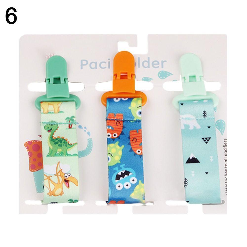 3PCs Pacifier Chain Bracket Dummy Clips Cartoon Print Child Pacifier Clips Nipple Holder Infants