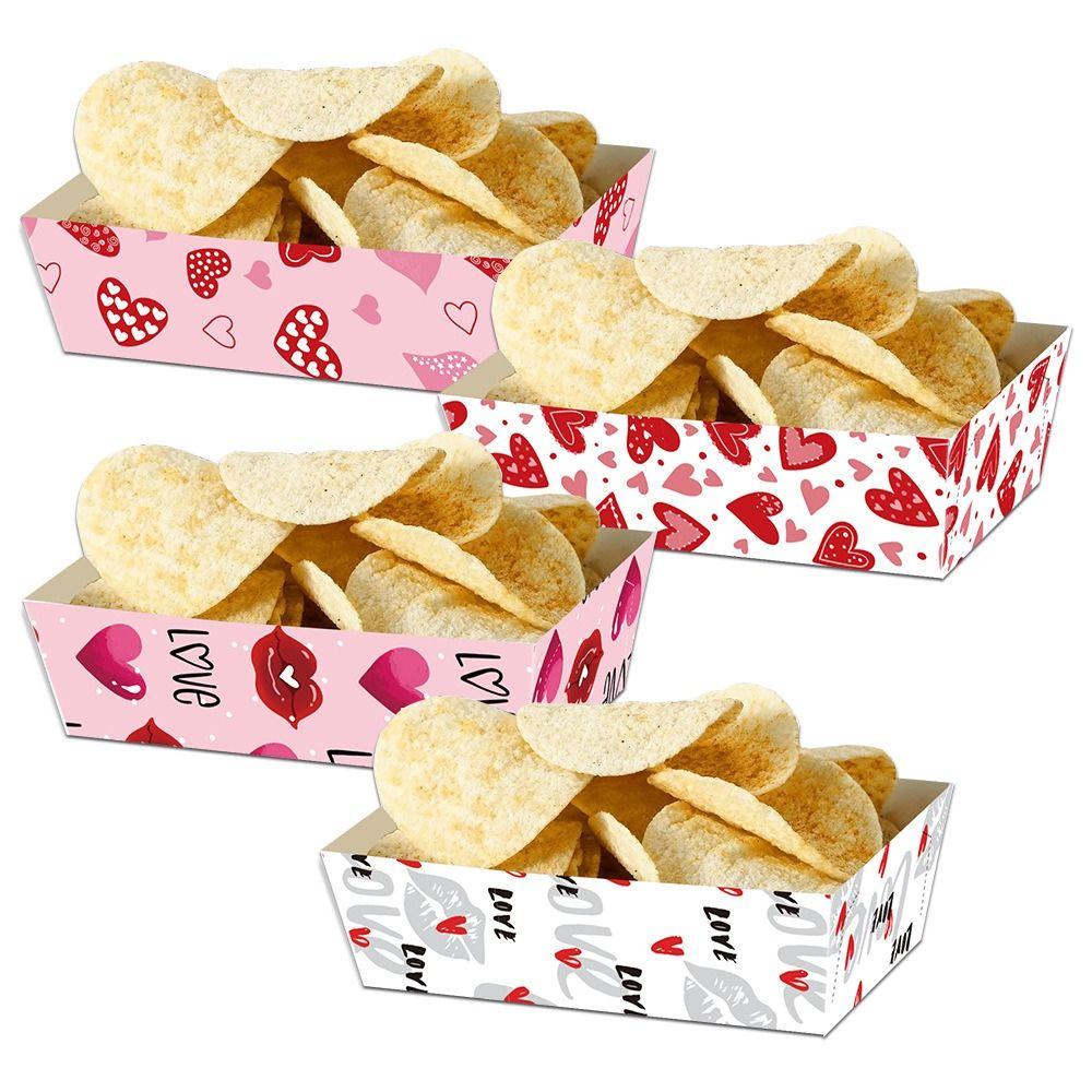 12Pcs/Set Paper Disposable Paper Food Trays Creative Valentine's Day Dinner Plate Wedding Party