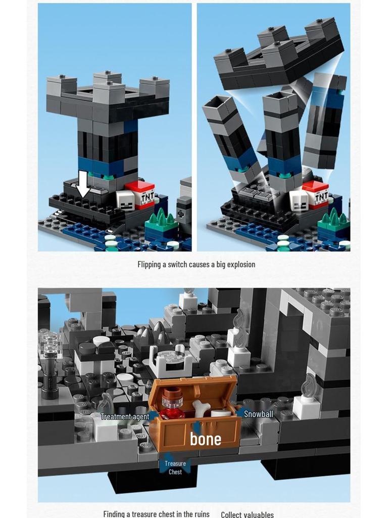 Compatible Lego Bricks: Minecraft Cave, War Village Puzzle for Boys, Birthday Gift