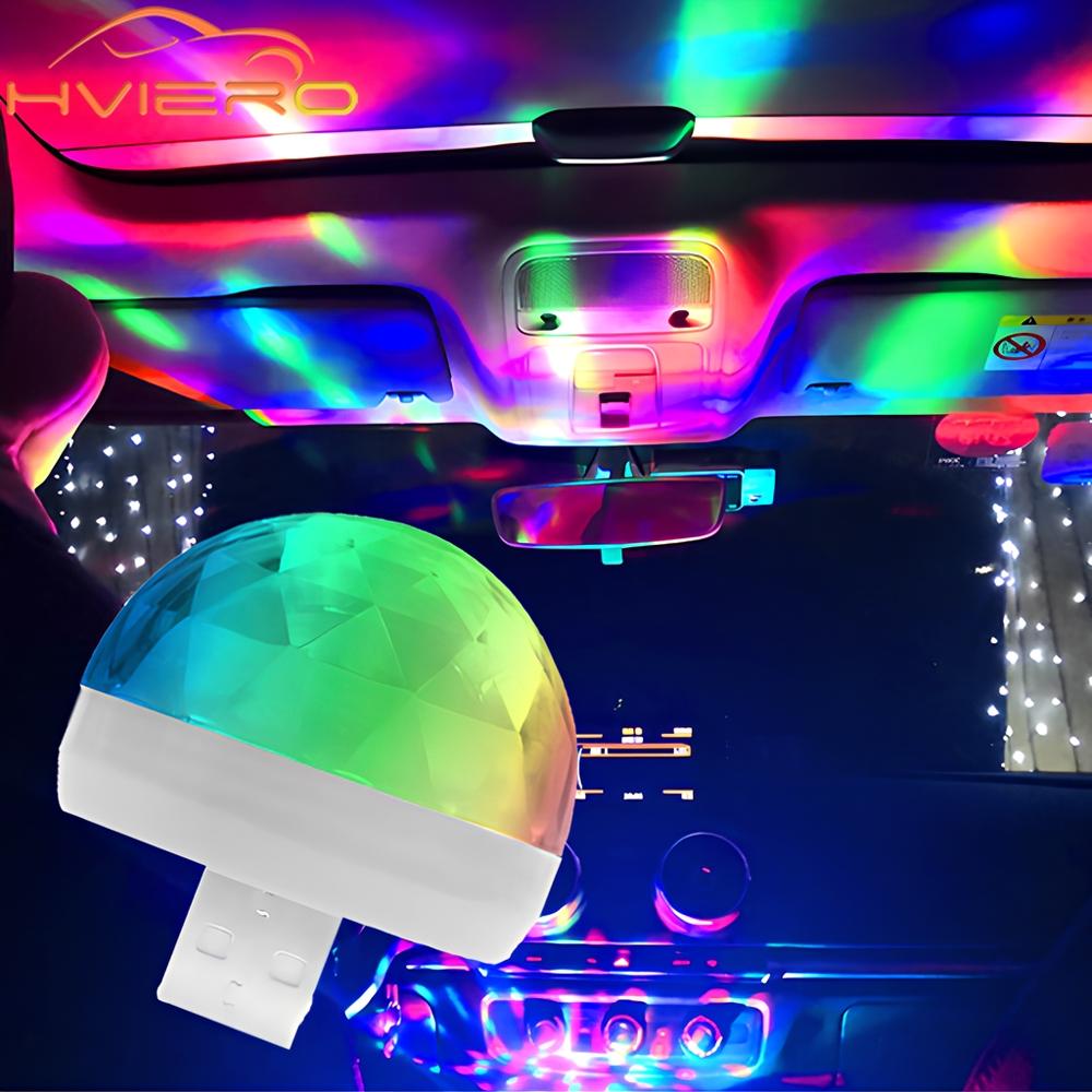 Автомобильный USB Ambient Light DJ RGB Mini Красочный музыкальный звуковой свет USB-C Интерфейс Apple Интерфейс Праздничная вечеринка Караоке
