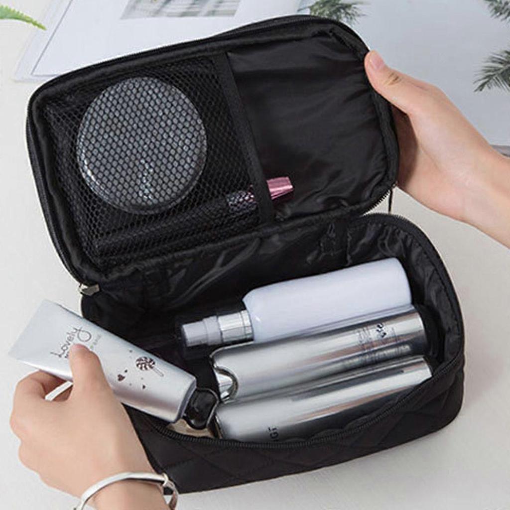 Small makeup bag, women's casual makeup bag, 2-layer travel makeup bag, daily use capacity