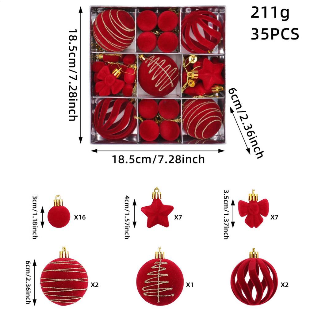 Christmas Ornaments Set 35 Pieces Winter Holiday Decoration Pendants Christmas Balls Decoration For Party Celebration Event