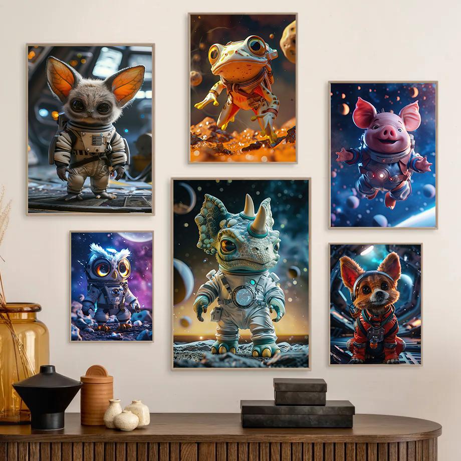 Интересные животные Еж Лиса Сова Динозавр Космос Астронавт Абстрактный Постер Холст Картины Настенное искусство Картинки Домашний декор