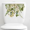 Toilet Lid Decal Self-Adhesive DIY Removable Waterproof Green Plant Leaves Flowers Toilet Seat Lid Sticker