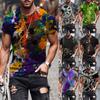 Men Spring Summer Casual Slim 3D Printed Short Sleeve T Shirt Top Blouse