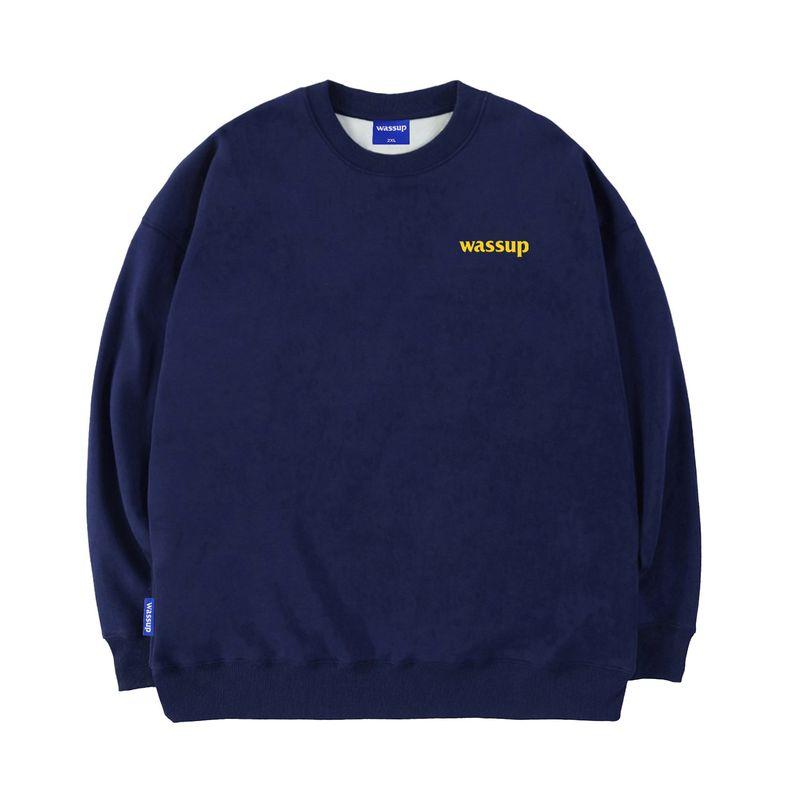 Wassup Trendy Brand Letter Logo American-Style Heavyweight Sweatshirt for Men and Women, Loose Casual Base Layer Crew Neck Top for Spring and Autumn