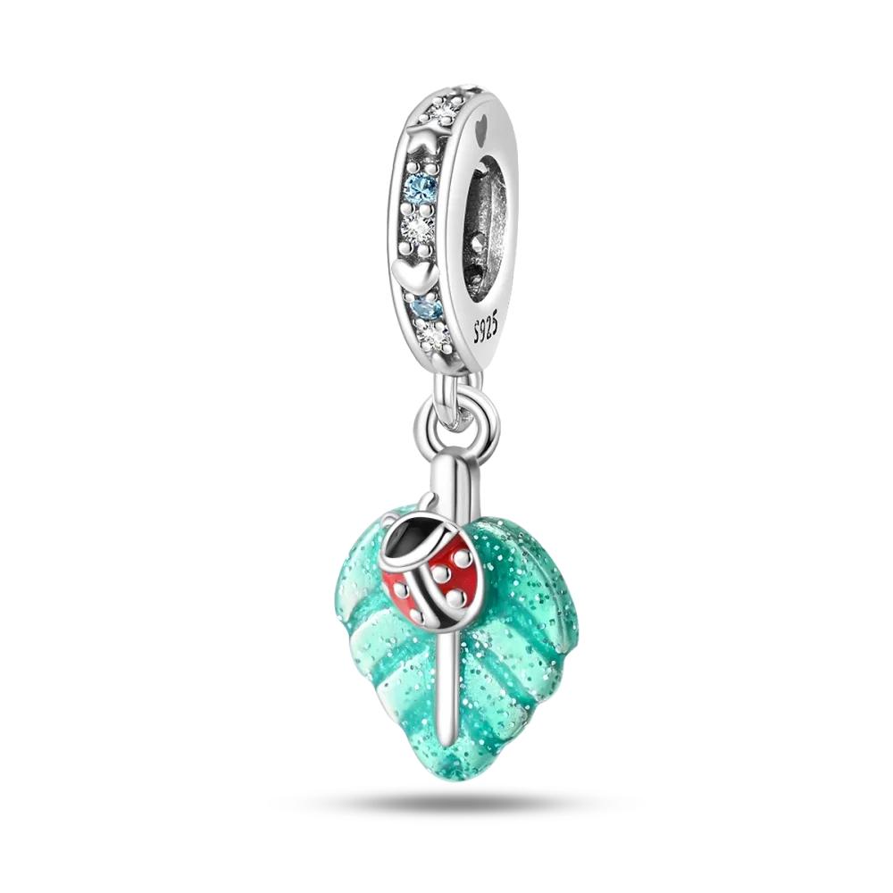Coppercharm Милый Животный Лягушонок Забирающийся Шарм Сине-Зеленый Подходит для Оригинального Браслета Женский Подарок