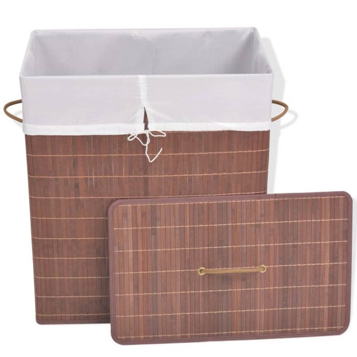 VidaXL Panier à linge rectangulaire Bambou Marron