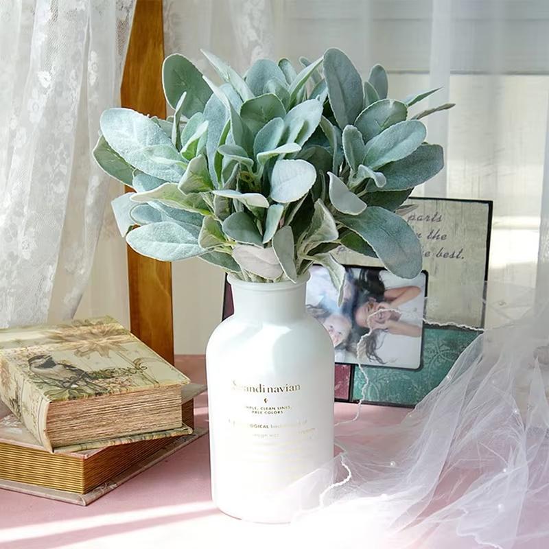 Artificial Flowers Flocking Rabbit Ear Leaf Fake Plants Valentine's Yard Home Room Decora Accessories Wedding Wreath Scrapbook