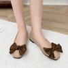 Plus Size Flat Shoes Women's Autumn New Square Toe Shallow Mouth Bow Soft Sole Anti-slip Wear-resistant Low Top Shoes