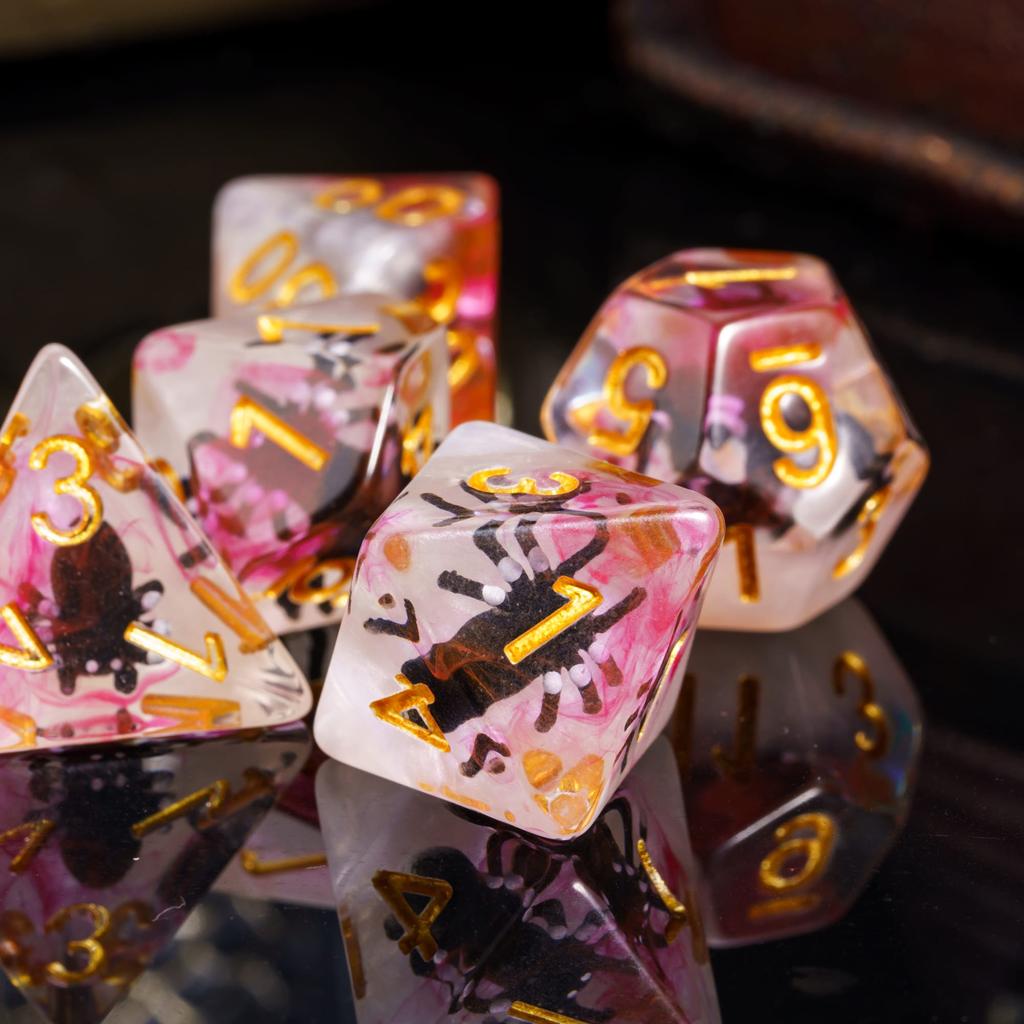 Cusdie Набор кубиков для D&D Животные Милые Смола 7 шт. Разные D4 D6 D8 D10 D% D12 D20 Многогранный набор кубиков для D&D Ролевых Настольных Игр