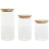 Pots - HOME ESPRIT - Set of 3 - Transparent - Silicone - Bamboo - Borosilicate Glass - 10 X 10 X 22.3 Cm