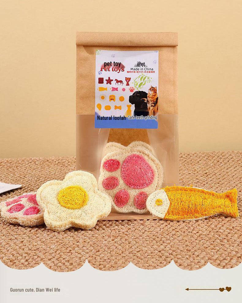 Thickened Loofah Pet Teething Toy - Bite-Resistant, Educational, Stress-Relief for Cats & Dogs