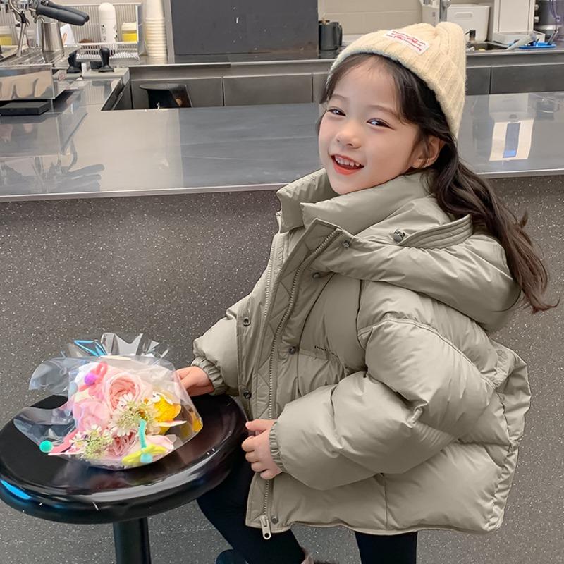 Новая стильная куртка на гусином пуху для девочек, стильная зимняя куртка, детская одежда, трехслойное пальто, теплая детская зимняя одежда