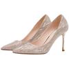 New Style Woman Pumps Silver Champagne High Heels Stiletto Wedding Shoes Sequins Women Heels Fashion Ladies Dress Party Shoes