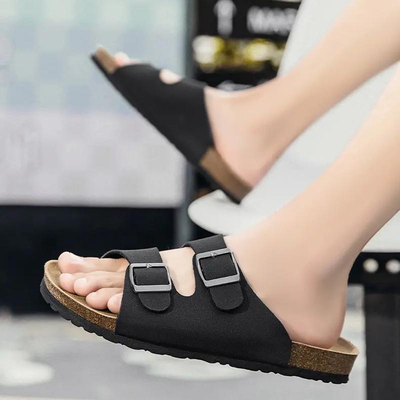 Повседневные тапочки из пробки с пряжкой, модные, мягкие, удобные, дышащие, простые, универсальные, износостойкие мужские туфли для активного отдыха