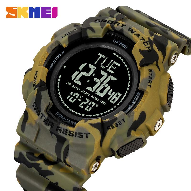 Moment American Student Outdoor Mountaineering Compass Army Green Camouflage Sports Electronic Watch Водонепроницаемые светящиеся многофункциональные часы